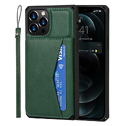 Coque en TPU + PU avec béquille, porte-cartes, hybride vert pour votre Apple iPhone 12/12 Pro