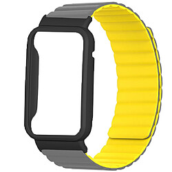 Bracelet en silicone magnétique, à déclenchement rapide pour votre Xiaomi Mi Band 7 Pro - Gris/jaune