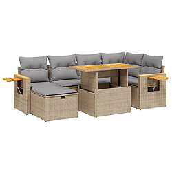 vidaXL Salon de jardin avec coussins 7 pcs beige résine tressée