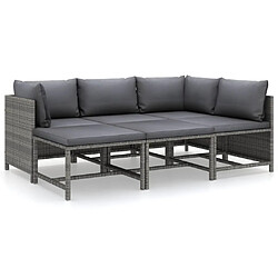 Avis Maison Chic Salon de jardin 6 pcs + coussins - Mobilier/Meubles de jardin - Table et chaises d'extérieur Résine tressée Gris -MN11161