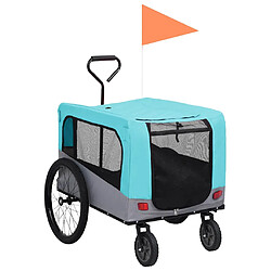 vidaXL Remorque de vélo pour chiens et poussette 2-en-1 bleu et gris