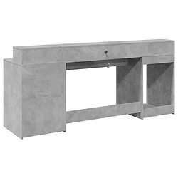 Acheter Helloshop26 Bureau table poste de travail meuble d'ordinateur informatique étude et lumières LED 200 x 55 x 91cm bois d'ingénierie gris 02_0023803