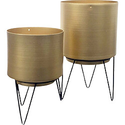 The Home Deco Factory Set de 2 cache-pots dorés avec pieds filaires.