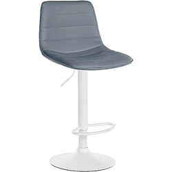 Decoshop26 Tabouret de bar chaise haute x1 avec repose-pieds incurvé en PVC gris structure métallique blanc 10_0005124