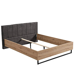 Acheter Homestyle4U Lit 2 places avec cadre en bois et capitonné 160 x200