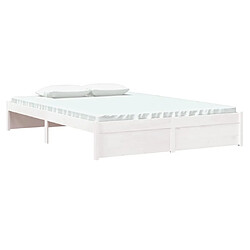 Avis Maison Chic Lit adulte - Lit simple Cadre de lit,Structure du lit Contemporain Blanc Bois massif 140x200 cm -MN28840