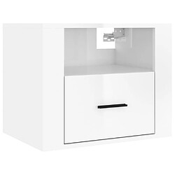 Maison Chic Lot de 2 Tables de Chevet murales - Tables de Nuit Blanc brillant 50x36x40 cm pas cher