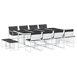 vidaXL Ensemble à manger de jardin avec coussins 13pcs blanc textilène