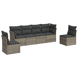 vidaXL Salon de jardin 6 pcs avec coussins gris résine tressée