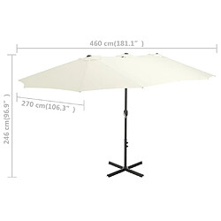 vidaXL Parasol d'extérieur et poteau en aluminium 460x270 cm sable pas cher