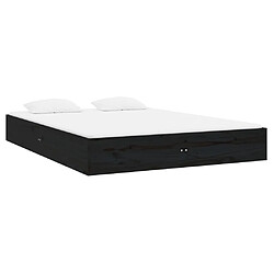 Avis vidaXL Cadre de lit sans matelas noir bois massif 120x190 cm