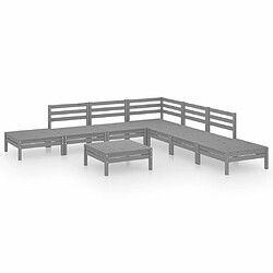 Maison Chic Salon de jardin 8 pcs - Table et chaises d'extérieur - Mobilier/Meubles de jardin Moderne Bois de pin massif Gris -MN61273