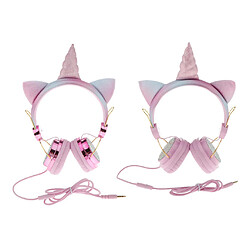 2x Strass De Bande Dessinée Licorne Paillettes Enfants Câblés Sur Casque Pour Filles