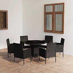 Maison Chic Ensemble de salle à manger de jardin 7 pcs,Table et chaises d'extérieur pour relax Résine tressée Noir -GKD508534