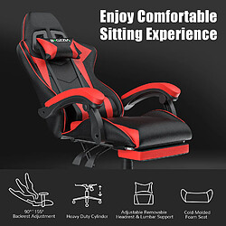 RATTANTREE Chaise de Gaming avec Repose-Pied, siège gaming, fauteuil gaming, Dossier Inclinable à 155, chaise bureau gaming avec appuie-tête, Noir Rouge pas cher