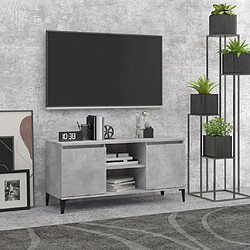 Maison Chic Meuble TV scandinave avec pieds - Banc TV pour salon en métal Gris béton 103,5x35x50 cm -MN36121