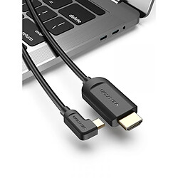 Câble USB-C Mâle vers HDMI 2.0 Mâle à Angle Droit Vention - 1,5 m - Noir