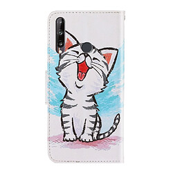 Etui en PU impression de motif magnétique avec sangle chat heureux pour votre Huawei P40 lite E/Y7p