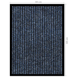 vidaXL Paillasson rayé Bleu 40x60 cm pas cher