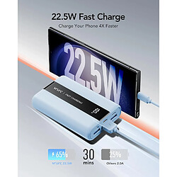 Avis SANAG Batterie Externe 20000Mah Qc 22.5W Mini Power Bank Usb C Charge Rapide En Pd 20W Batterie Portable Avec 3 Ports Usb Sortie Et Led Display Pour Samsung, Iphone,Huawei,Xiaomi Etc (Bleu)