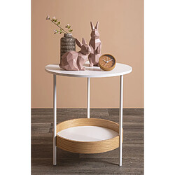 LEITMOTIV Table d'appoint ronde design Dual - Diam. 48 x H. 51 cm - Blanc