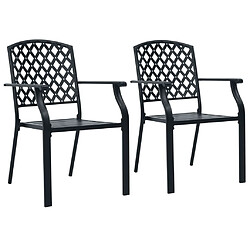 vidaXL Chaises empilables d'extérieur lot de 2 Acier Noir