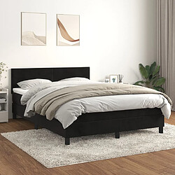 vidaXL Sommier à lattes de lit avec matelas Noir 140x190 cm Velours