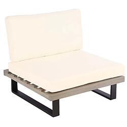 Decoshop26 Fauteuil lounge de jardin en bois d'acacia gris et aluminium coussin blanc crème 04_0006846