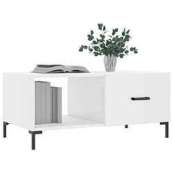 Avis Maison Chic Table basse,Table Console Table d'appoint, Table pour salon Blanc brillant 90x50x40 cm Bois d'ingénierie -MN16741