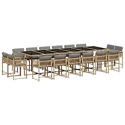 vidaXL Ensemble à manger de jardin et coussins 17 pcs mélange beige