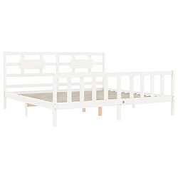 Maison Chic Lit Super King - Cadre de lit avec tête de lit blanc Size bois massif -MN71767 pas cher