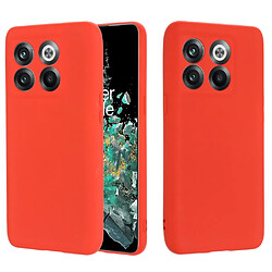 Coque en silicone antichoc, doublure en fibre, anti-rayures avec sangle pour votre OnePlus 10T 5G/Ace Pro 5G - rouge