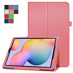 Etui en PU texture de litchi avec support rose pour Samsung Galaxy Tab S6 Lite