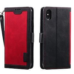 Etui en PU style d'épissage vintage avec support rouge pour votre Apple iPhone X/XS 5.8 pouces