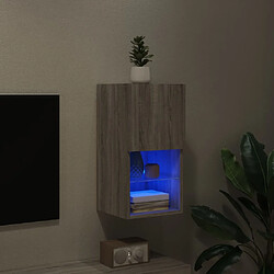 Maison Chic Meuble TV avec lumières LED, Banc TV pour salon, Meuble de rangement sonoma gris 30,5x30x60 cm -GKD34277 pas cher