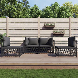 vidaXL Salon de jardin avec coussins 4 pcs anthracite acier