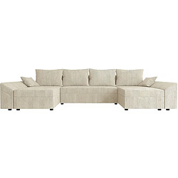 Palozi Sofa Canapé panoramique Vaugirard en velours côtelé - 5 places - Beige