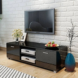 vidaXL Meuble TV Noir brillant 140x40,5x35 cm