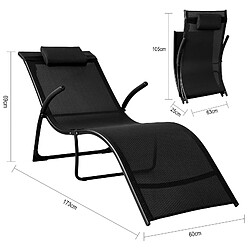 SoBuy OGS45-SCH Transat de Jardin Pliable Chaise Longue Bain de Soleil - Noir