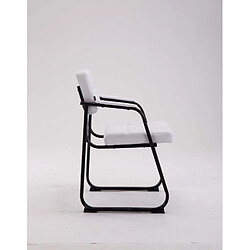 Decoshop26 Chaise visiteur fauteuil de bureau sans roulette synthétique blanc BUR10231