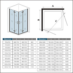 Cabine de douche 80x80x195cm verre anticalcaire porte pliante et pivotante pas cher