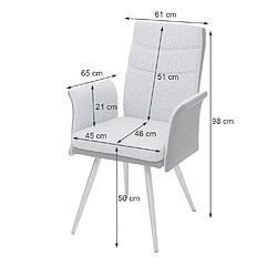 Acheter Mendler 6x chaise de salle à manger HWC-G54, chaise avec accoudoir, textile/similicuir acier inoxydable brossé ~ gris