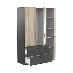 But Armoire 3 portes 2 tiroirs L.134 cm READY imitation chêne kronberg et ardoise pas cher