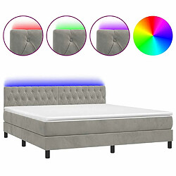 Sommier à lattes LED,Cadre à lattes de lit avec matelas pour Adulte Gris clair 160x200 cm -MN51539