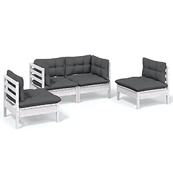 Maison Chic Salon de jardin 4 pcs + coussins - Mobilier/Meubles de jardin - Table et chaises d'extérieur bois de pin massif -MN93090