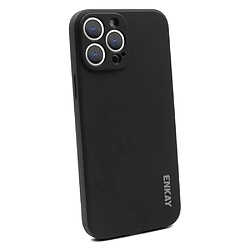 Enkay Coque en silicone anti-chute, antichoc, de couleur unie noir pour votre Apple iPhone 13 Pro 6.1 pouces