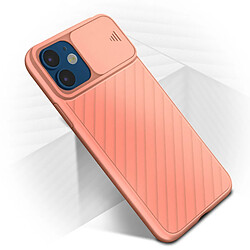 Avizar Coque iPhone 12 Mini Protection Finition striée Cache caméra coulissant rose