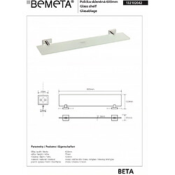 Bemeta - Maison De La Tendance Etagère de douche, tablette en verre BETA 60 x13 x5,5cm