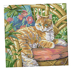 Artisanat Estampillé Kit De Point De Croix-chat Chat Sur Chaise 14CT