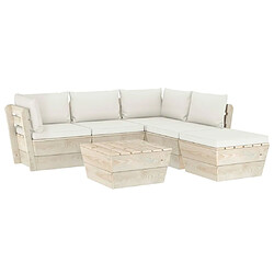 Maison Chic Salon de jardin palette 6 pcs avec coussins - Table et chaises d'extérieur - Mobilier/Meubles de jardin Moderne épicéa imprégné -MN39503